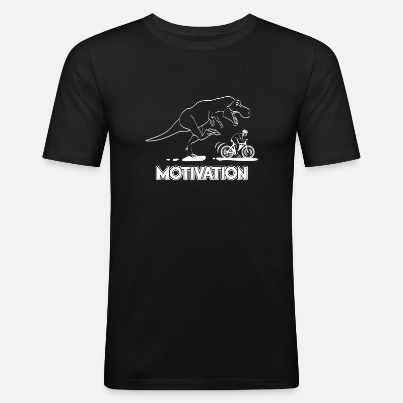 T-Rex Motivator & Radfahrer - Männer Slim Fit T-Shirt - Schwarz