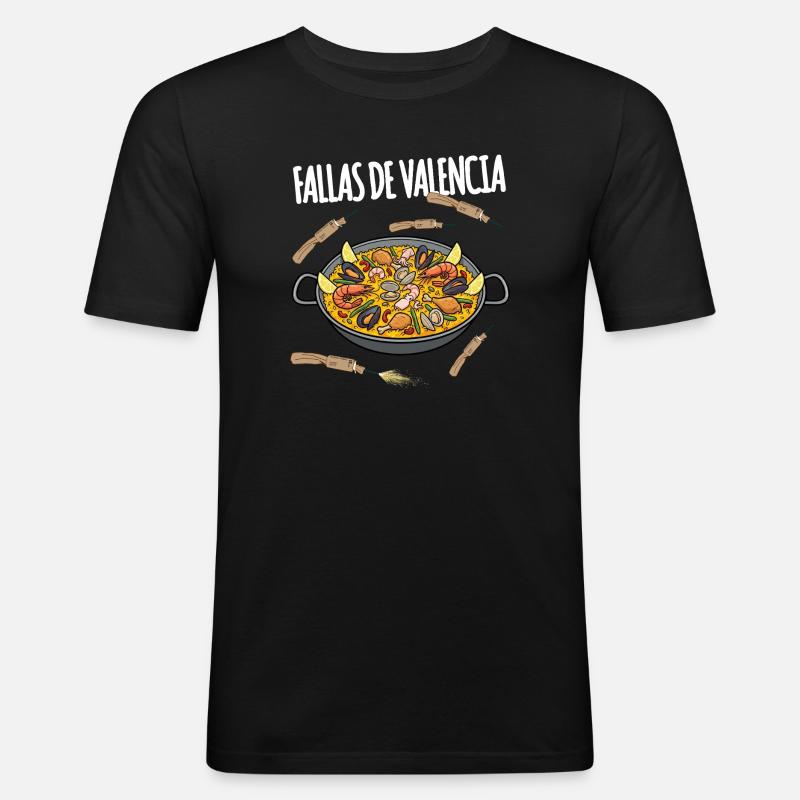 Fallas De Valencia Paella - Männer Slim Fit T-Shirt - Schwarz