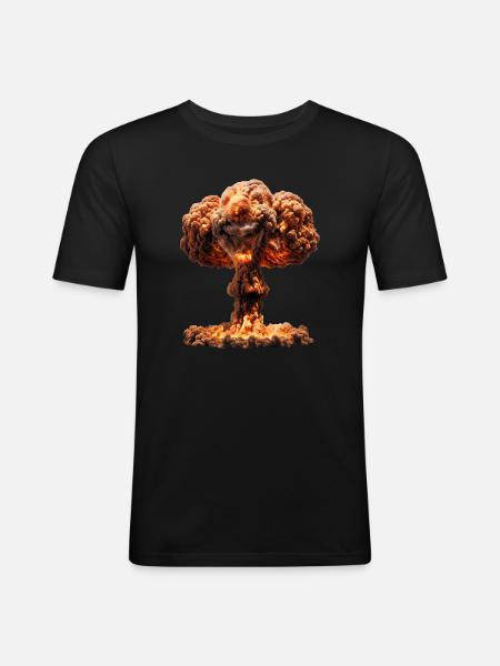 Die Kraft der Atome - Männer Slim Fit T-Shirt - Schwarz
