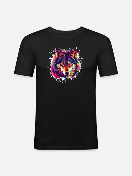 Wolf Tier Animal - Men's Slim Fit T-Shirt - black