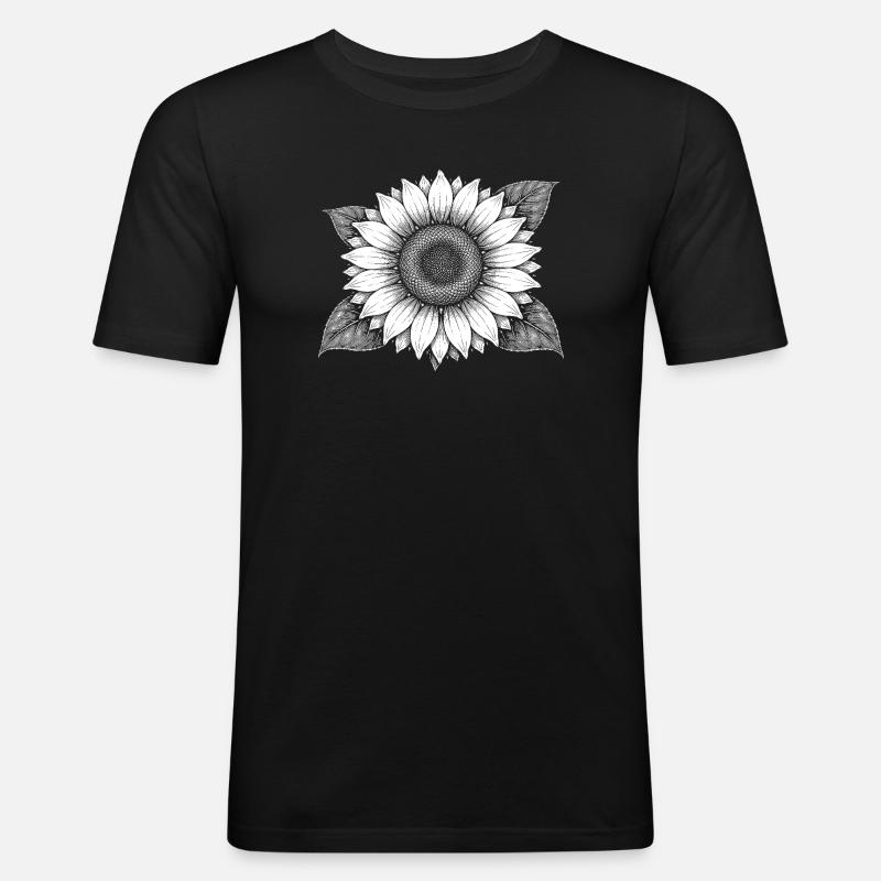 Sonnenblume Strahlenzauber - Männer Slim Fit T-Shirt - Schwarz