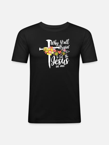 Cross flowers: Jesus in me - Men's Slim Fit T-Shirt - black
