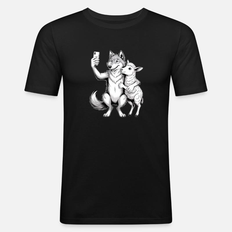 Wolf und Schaf  - Männer Slim Fit T-Shirt - Schwarz