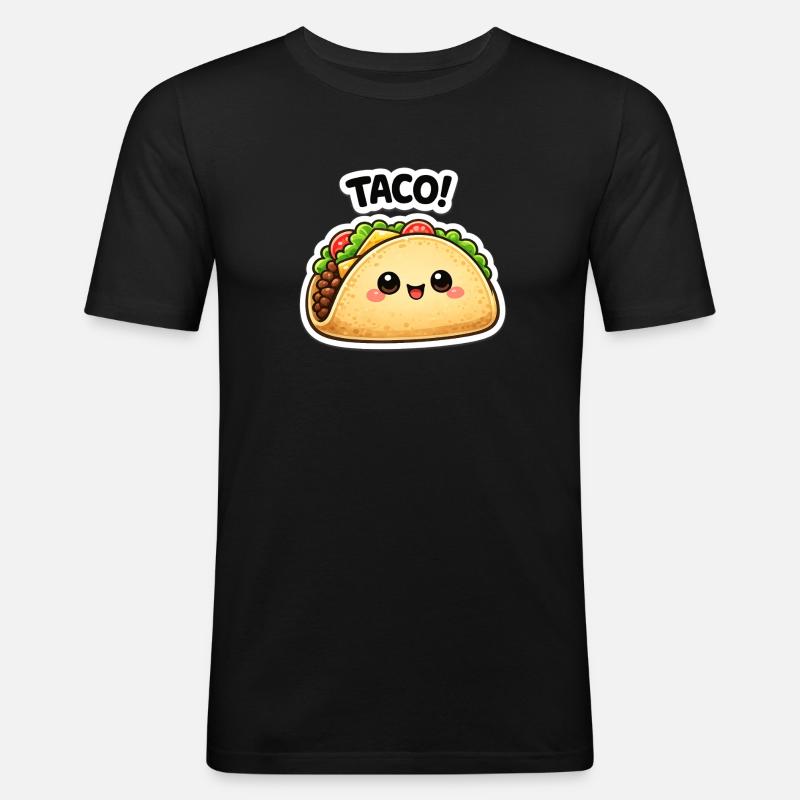 Kawaii-Taco mit süßem Gesicht - Männer Slim Fit T-Shirt - Schwarz