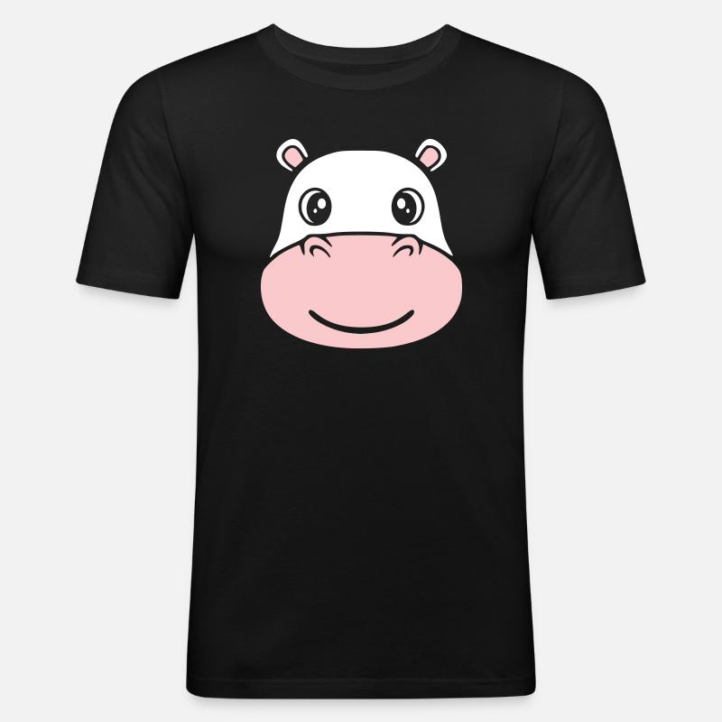 Nilpferd Kopf Gesicht Maske Lächeln - Männer Slim Fit T-Shirt - Schwarz