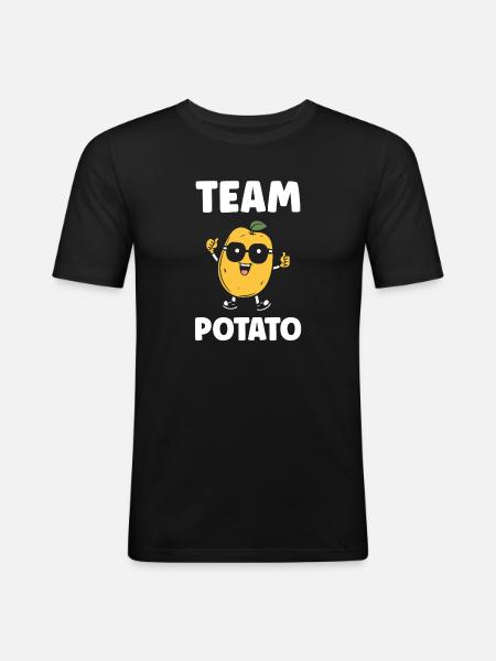 Team Potato Wacky Cartoon - Men's Slim Fit T-Shirt - black
