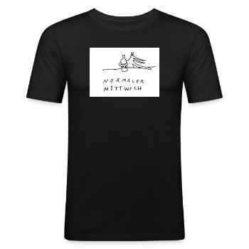 normaler_Mittwoch - Männer Slim Fit T-Shirt - Schwarz - Vorne - Nik (191cm)