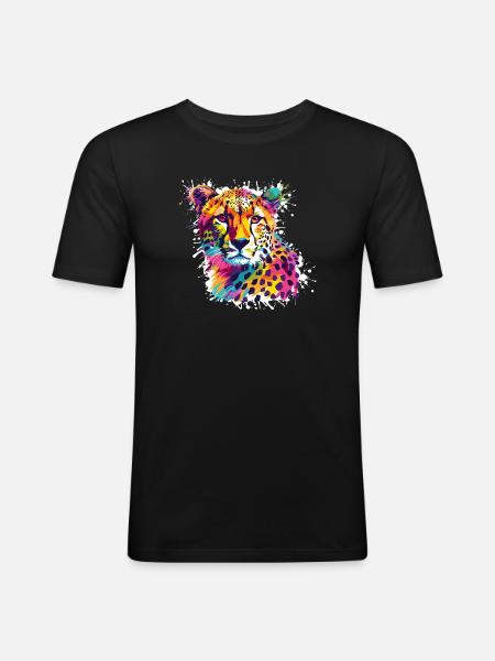 Graffiti léopard guépard - T-shirt près du corps Homme - noir