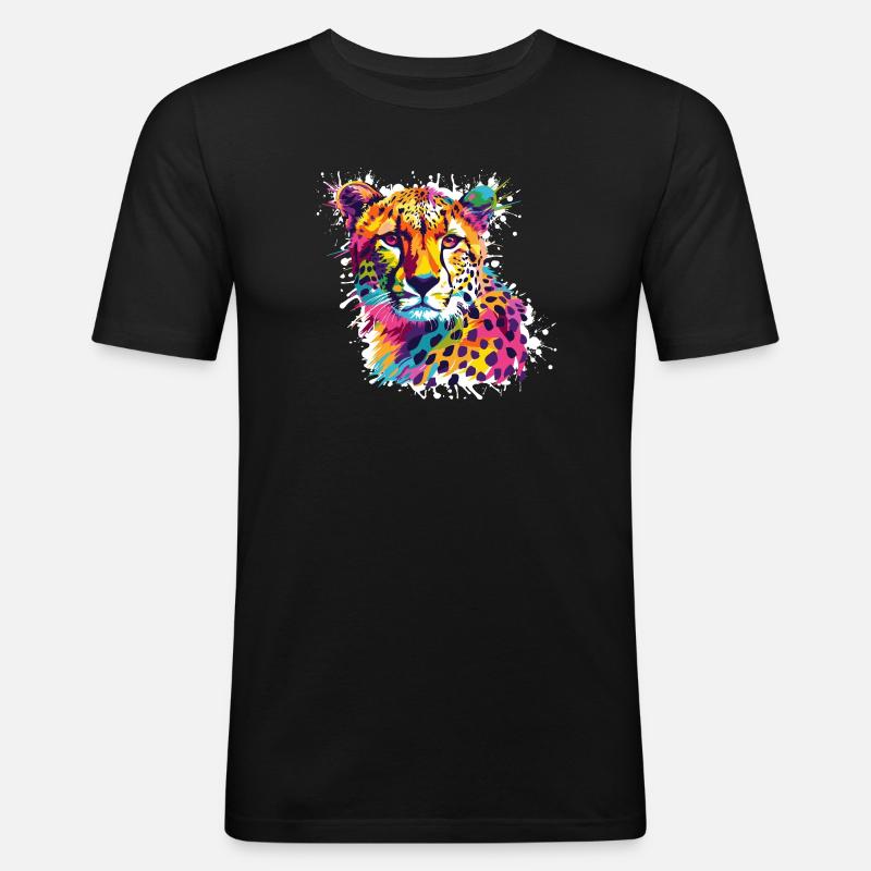 Gepard Leopard Graffiti - Männer Slim Fit T-Shirt - Schwarz