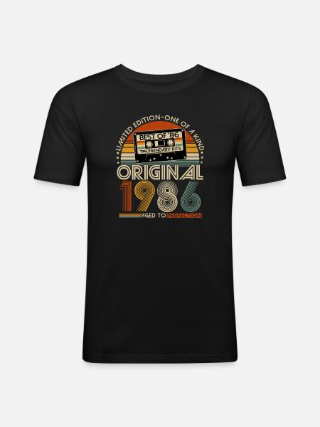 40-årsdag i 1986 - gave til 40-årsdagen min - Slim Fit T-skjorte for menn - svart