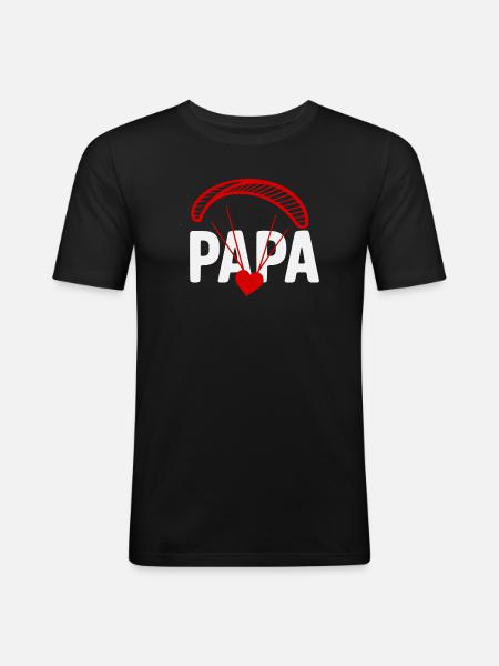 Dad Paraglider with Heart - Men's Slim Fit T-Shirt - black