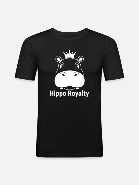 Hippo Royalty Hippo King Saying - Men's Slim Fit T-Shirt - black