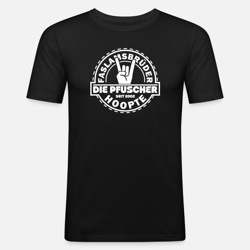 Pfuscherlogo - Männer Slim Fit T-Shirt - Schwarz