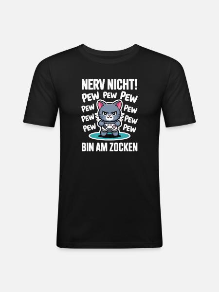 Courage Not I Gaming Cat Design - T-shirt près du corps Homme - noir
