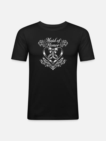 Maid of Honor Herzring Design - Männer Slim Fit T-Shirt - Schwarz