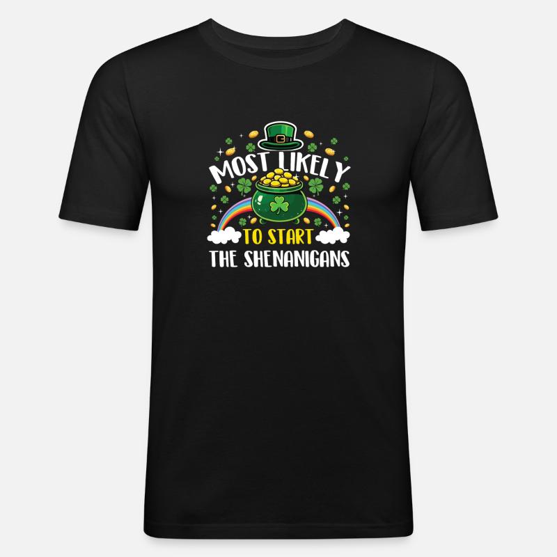 Mest sandsynligt til at starte narrestregerne - Herre Slim Fit T-Shirt - sort