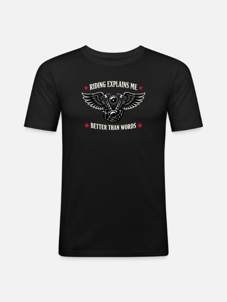 Why we ride motorcycles, - Men's Slim Fit T-Shirt - black