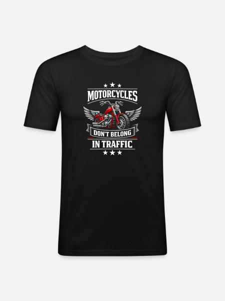 Motorrad-verkehrs-humor, Den Fahrer - Männer Slim Fit T-Shirt - Schwarz