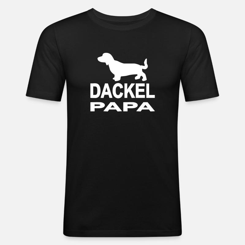 Dackel - Männer Slim Fit T-Shirt - Schwarz