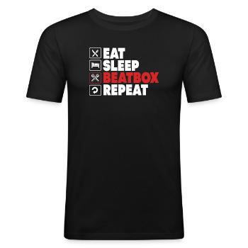 Beatbox - Männer Slim Fit T-Shirt - Schwarz - Vorne - Nik (191cm)