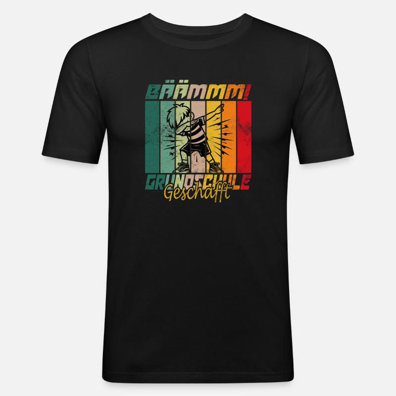 Grundschule geschafft, Schulkind, Geschenkidee - Männer Slim Fit T-Shirt - Schwarz