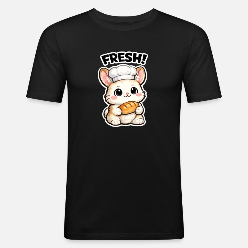 Kitchen bunny with fresh bread - Men's Slim Fit T-Shirt - black