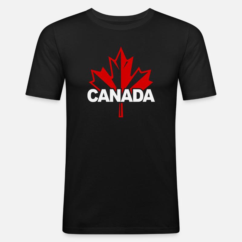 Red Maple Leaf Canada Logo - Men's Slim Fit T-Shirt - black