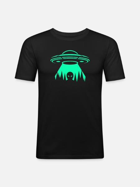 UFO Néon Abduction - T-shirt près du corps Homme - noir