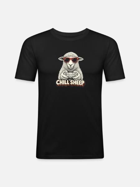 Chill Sheep Gaming Graphics - Men's Slim Fit T-Shirt - black