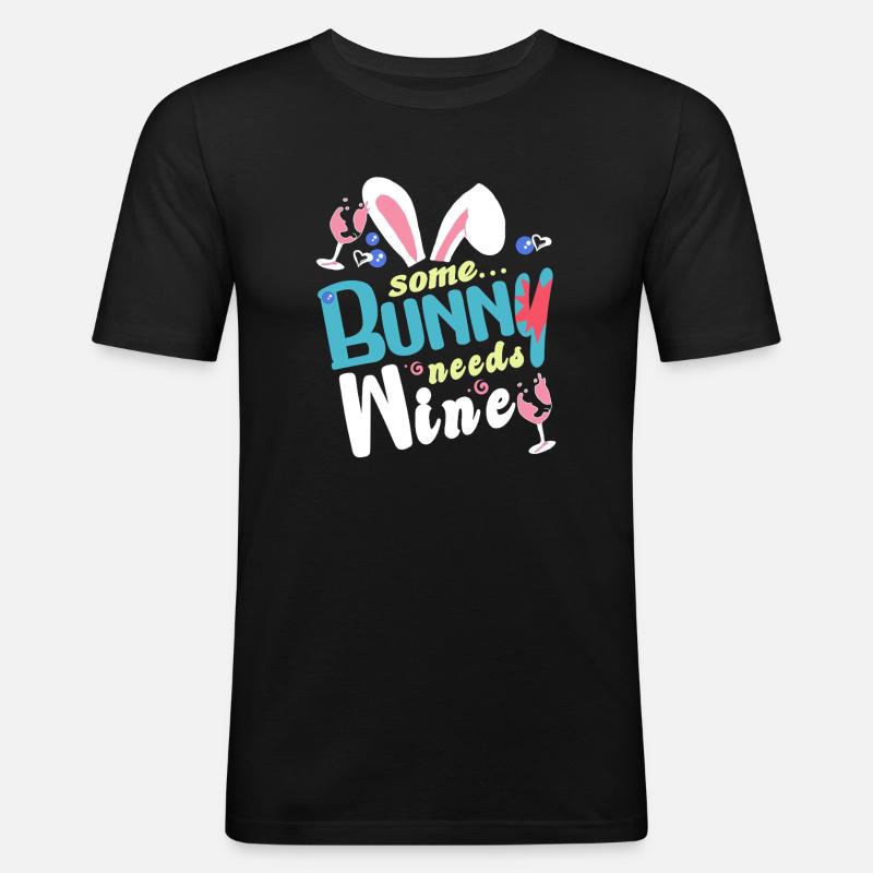 Some rabbit needs some wine - Men's Slim Fit T-Shirt - black