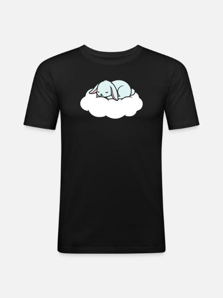 Sleeping Rabbit on Cloud Dream - Men's Slim Fit T-Shirt - black