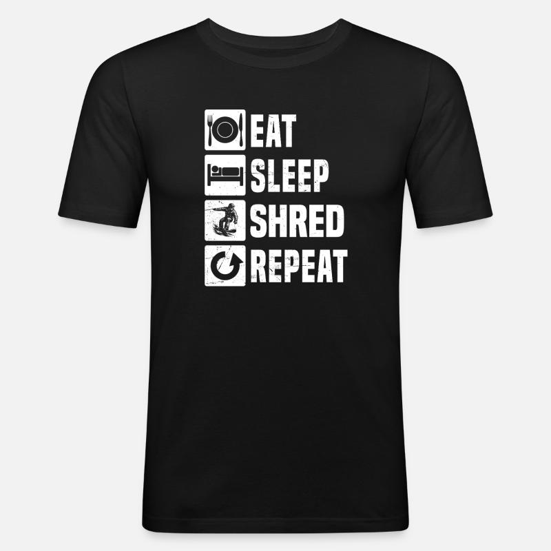 Klare Snowboard Botschaft - Männer Slim Fit T-Shirt - Schwarz