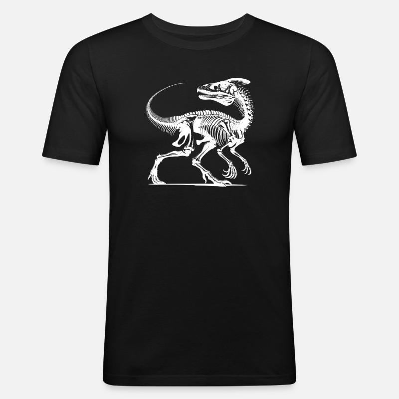 Dinosaur Raptor with Backbone Bones - Men's Slim Fit T-Shirt - black