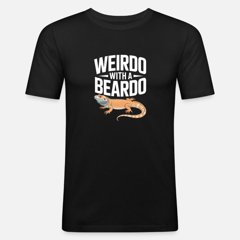 Weirdo mit Bartkind - Männer Slim Fit T-Shirt - Schwarz
