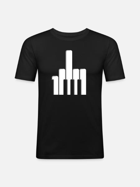Piano Keys Middle Finger - Men's Slim Fit T-Shirt - black