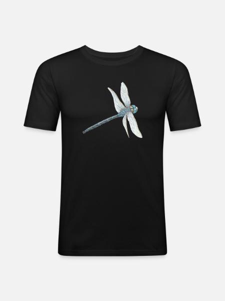 Illustration de libellule sarcelle - T-shirt près du corps Homme - noir