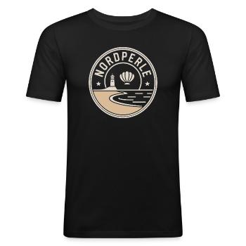 Nordperle Hamburg Nordsee Ostsee Norddeutsch Deern - Männer Slim Fit T-Shirt - Schwarz - Vorne - Nik (191cm)