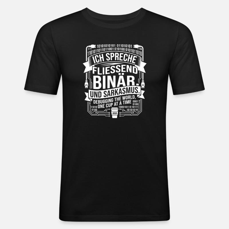 Coding Binärer Kaffee Sarkasmus - Männer Slim Fit T-Shirt - Schwarz