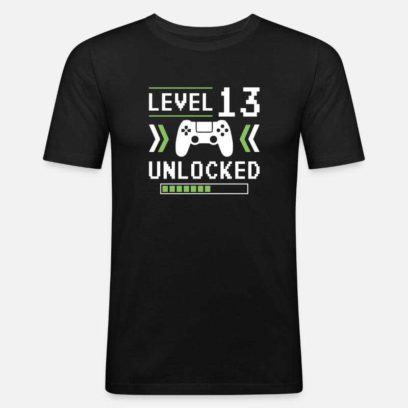 Level 13 - Männer Slim Fit T-Shirt - Schwarz