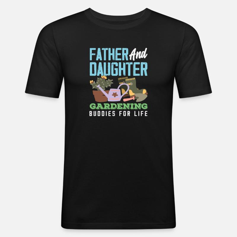 Vater-tochter-gartenarbeit Garten - Männer Slim Fit T-Shirt - Schwarz