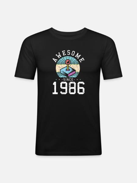 Madness Since 1986 Arcade Joystick - Men's Slim Fit T-Shirt - black