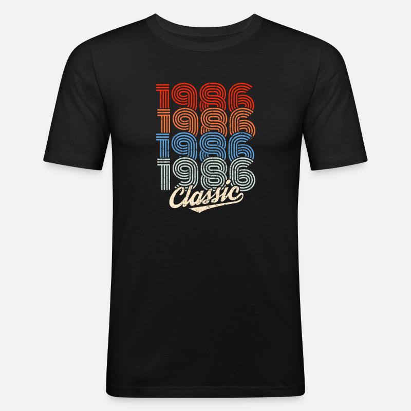1986 Classic Retro Neon - Männer Slim Fit T-Shirt - Schwarz