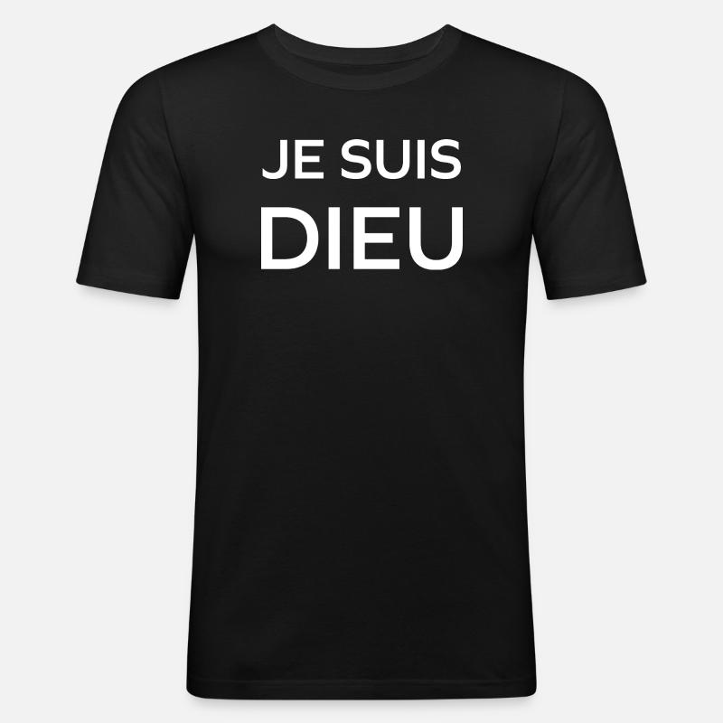 Ich bin Gott - Männer Slim Fit T-Shirt - Schwarz
