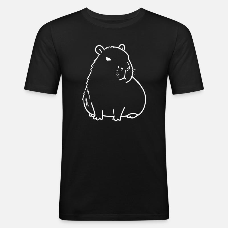 Capybara capybara blanc - T-shirt près du corps Homme - noir