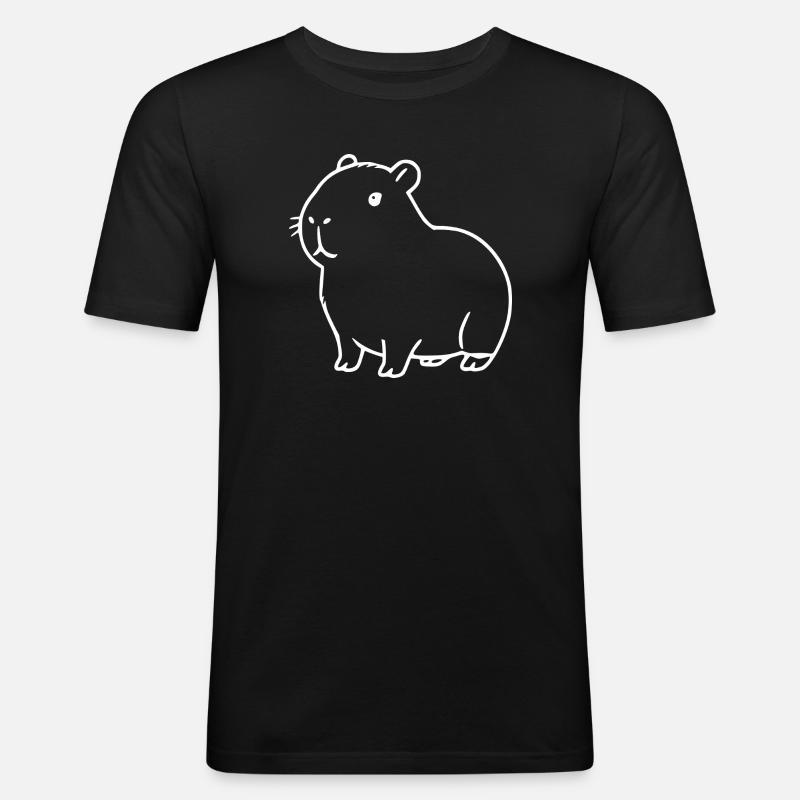 Capybara capybara blanc - T-shirt près du corps Homme - noir