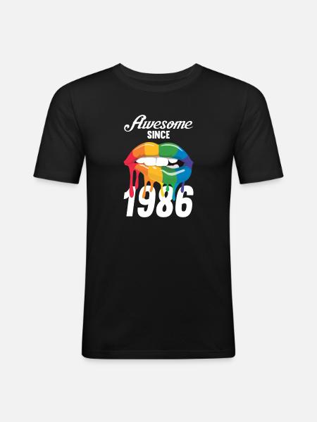 Rainbow Lips 1986 - T-shirt près du corps Homme - noir