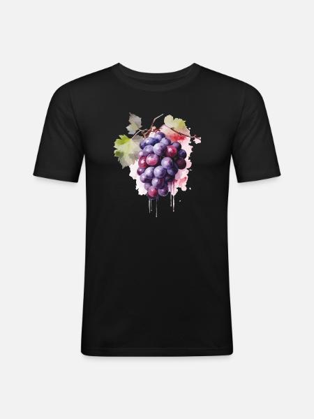 Raisins Aquarelle - T-shirt près du corps Homme - noir