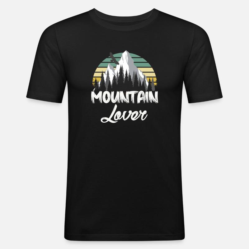 Mountain Retro Berglandschaft - Männer Slim Fit T-Shirt - Schwarz
