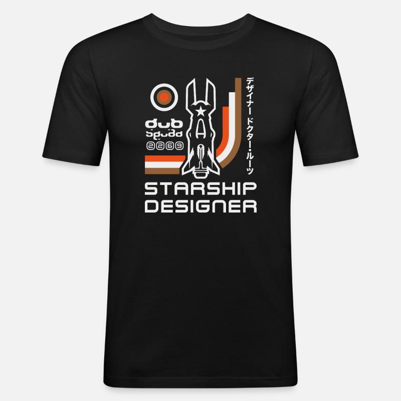 Designer des Retro-Raketenraumschiffs - Männer Slim Fit T-Shirt - Schwarz