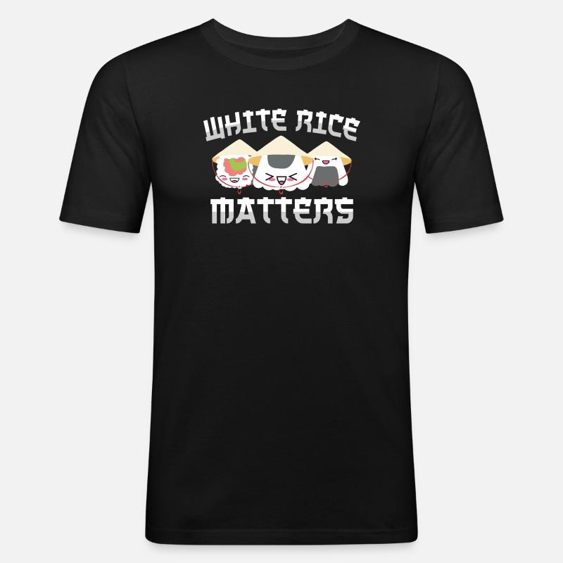 White Rice Matters - Männer Slim Fit T-Shirt - Schwarz